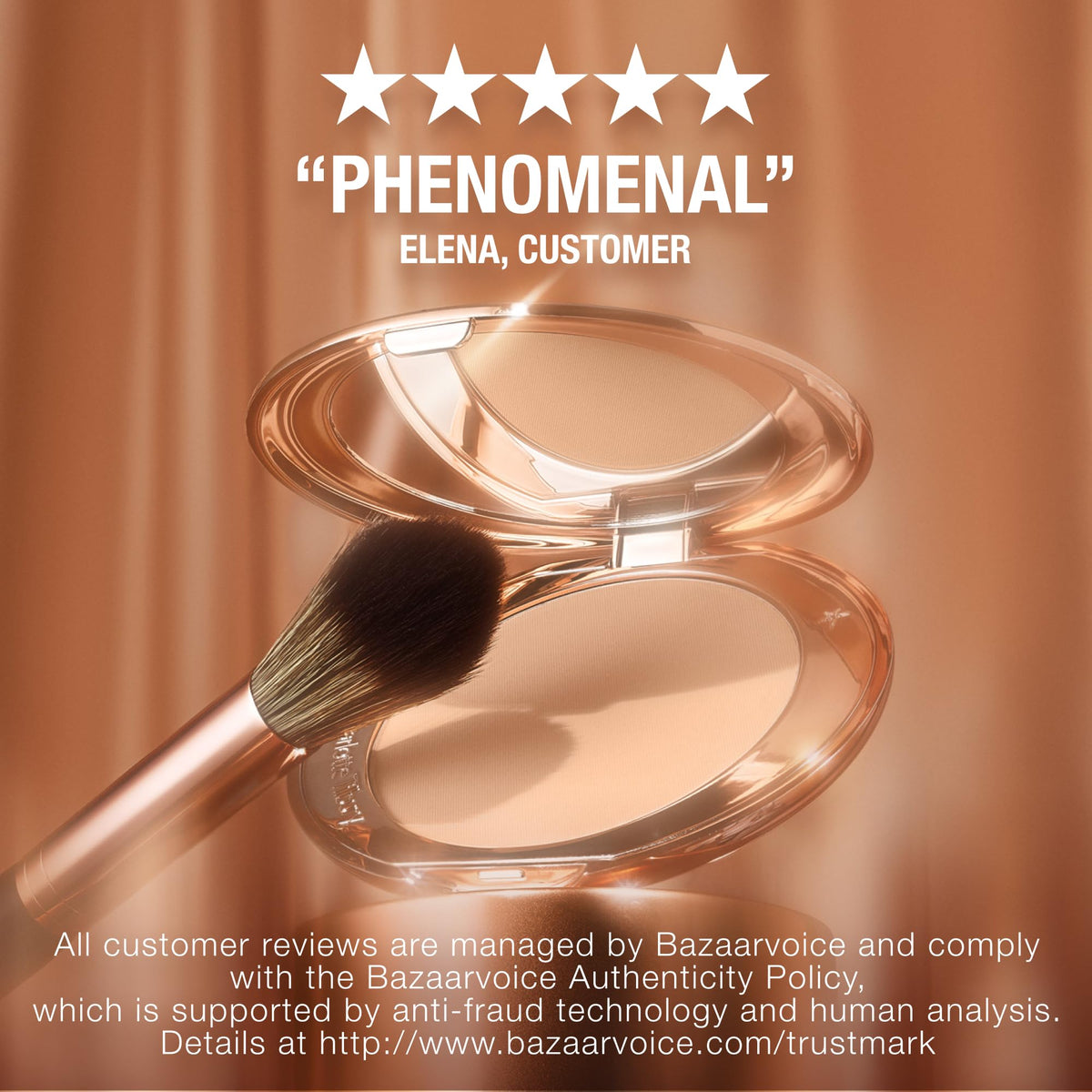Charlotte Tilbury compact in hand showing true-to-size scale and portability benefit