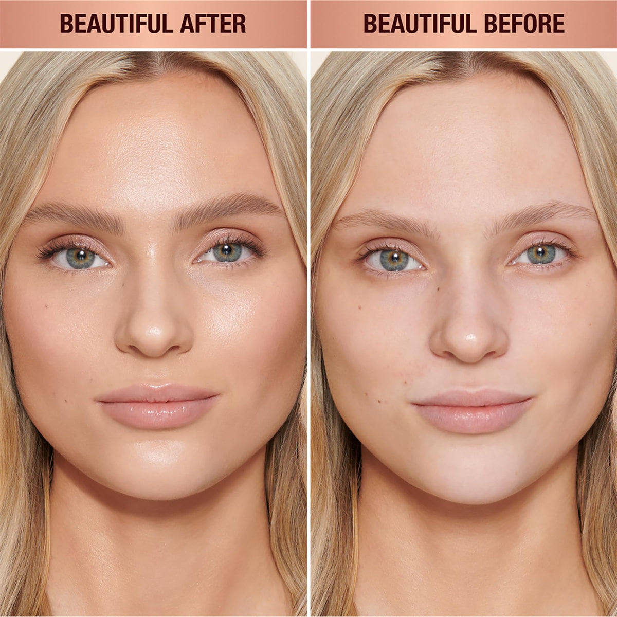 Charlotte Tilbury texture swipe of skin tint highlighting smooth, blendable formula for natural finish