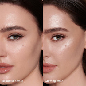 Charlotte Tilbury swatch on forearm displaying buildable rose-gold sheen