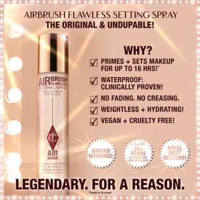 Charlotte Tilbury nozzle close-up showing precise spray for even application benefit