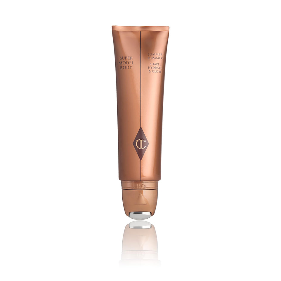 Charlotte Tilbury front packaging showing bottle and label, highlighting luxurious glow benefits