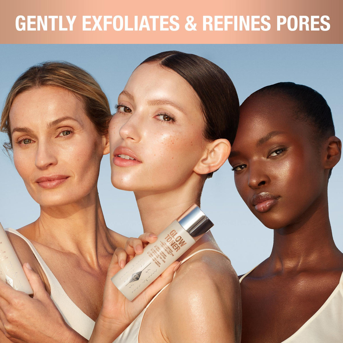 Charlotte Tilbury toner in hand illustrating 150ml scale and portability