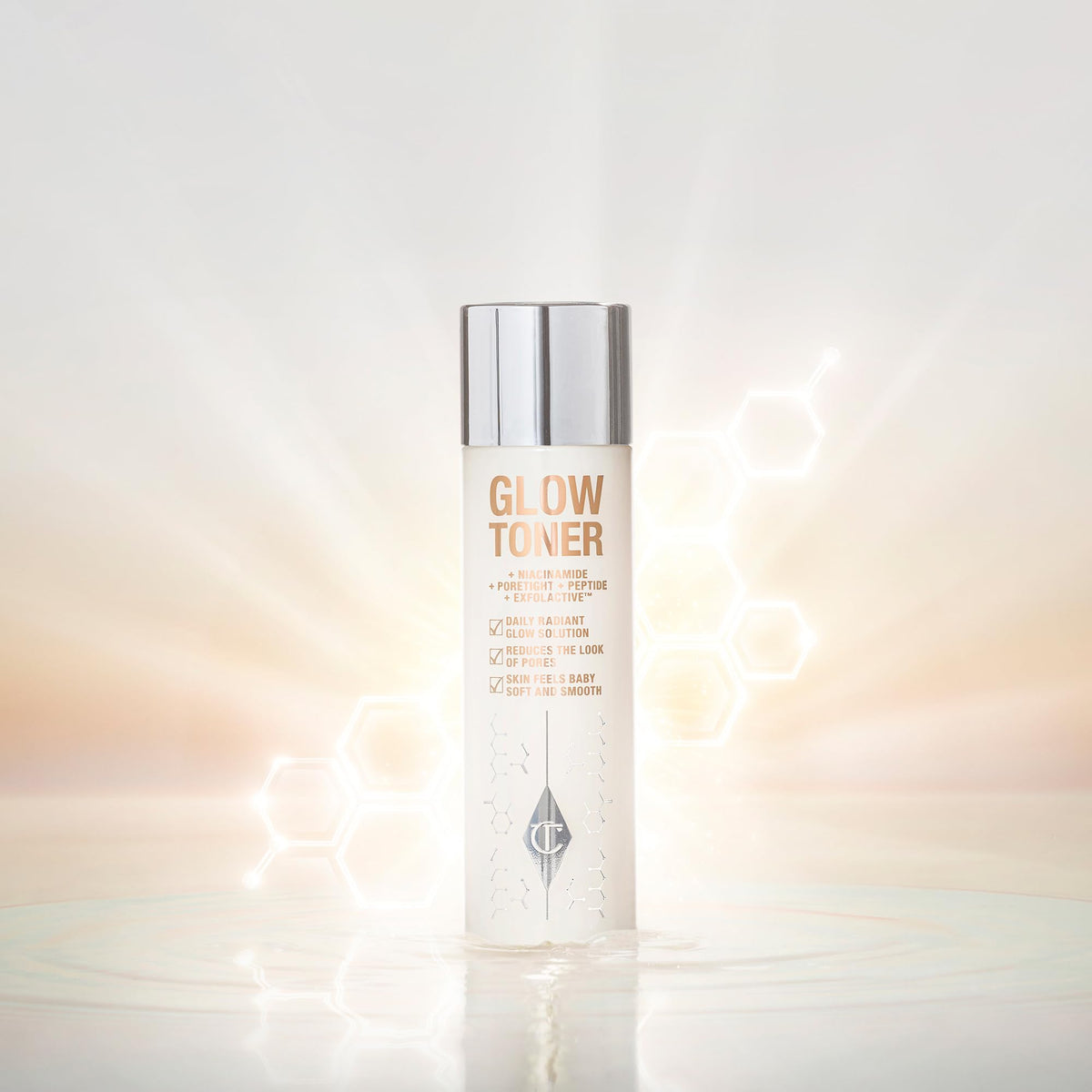 Charlotte Tilbury toner on cotton pad showing easy application and prep