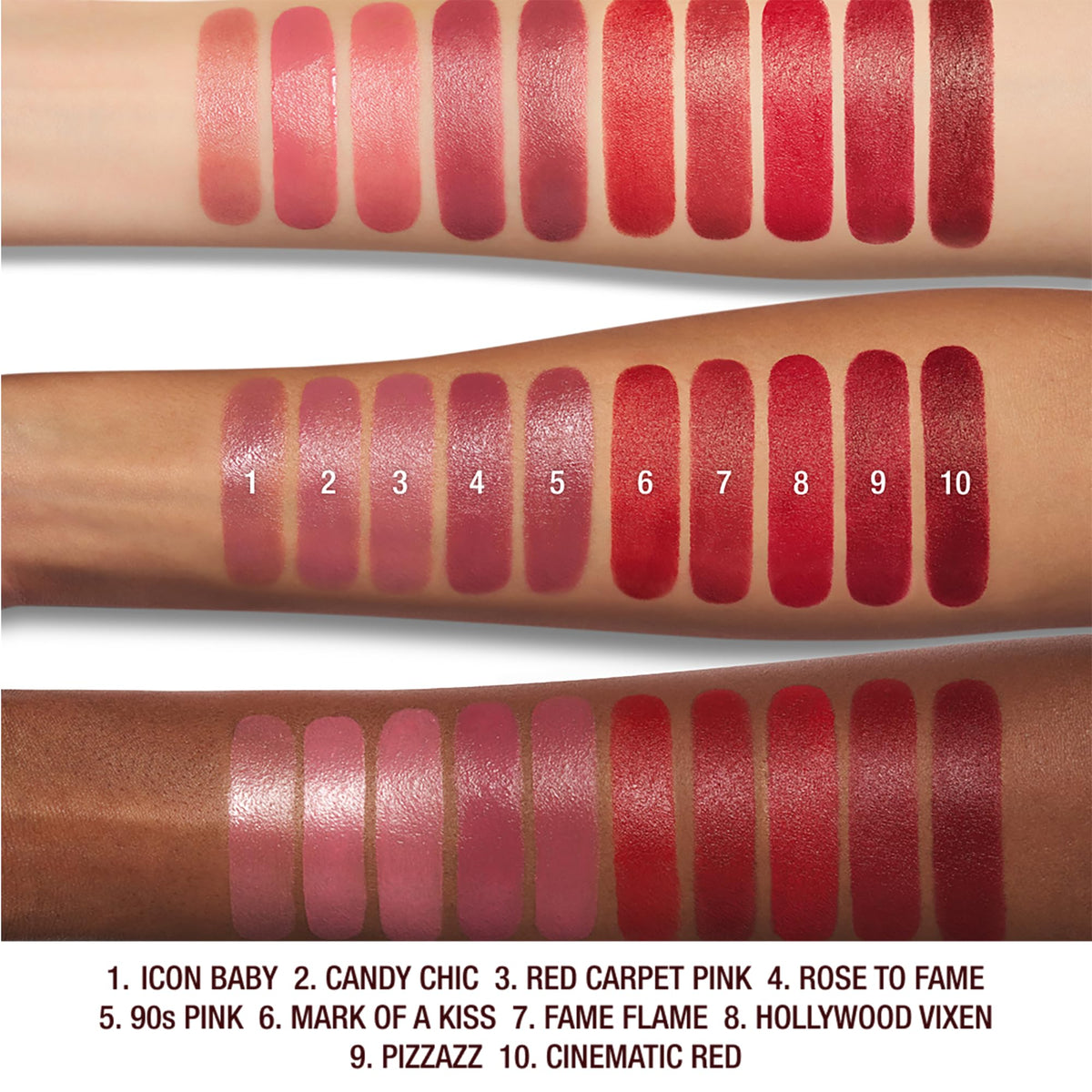 Charlotte Tilbury metallic pink tube detail focusing on premium packaging and iconic brand aesthetic