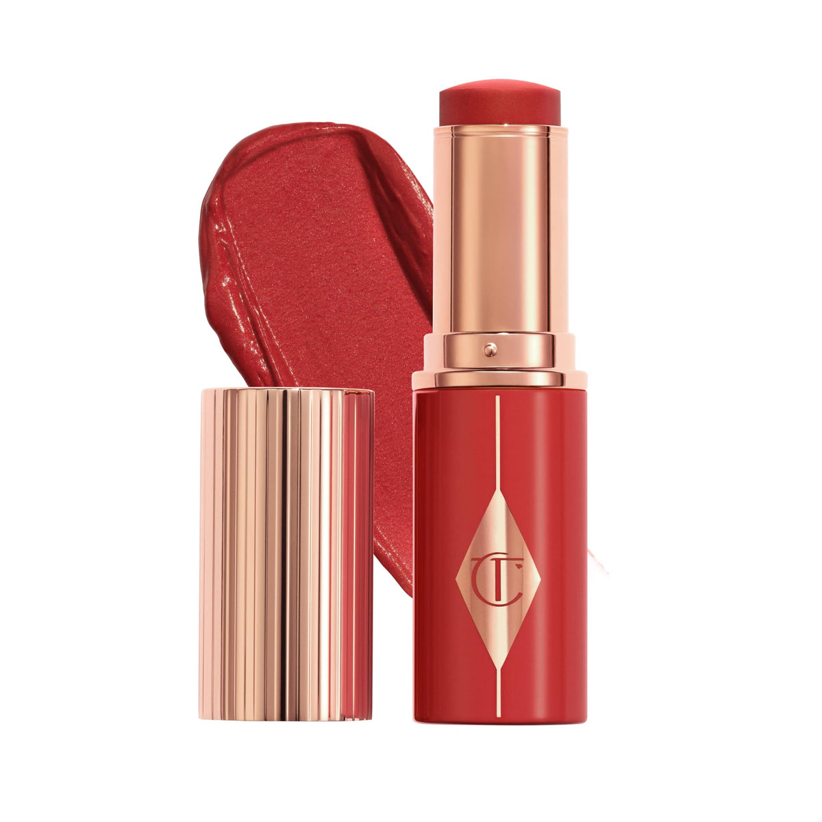 Charlotte Tilbury front packaging showing stick and Cherry Glow vibrant color