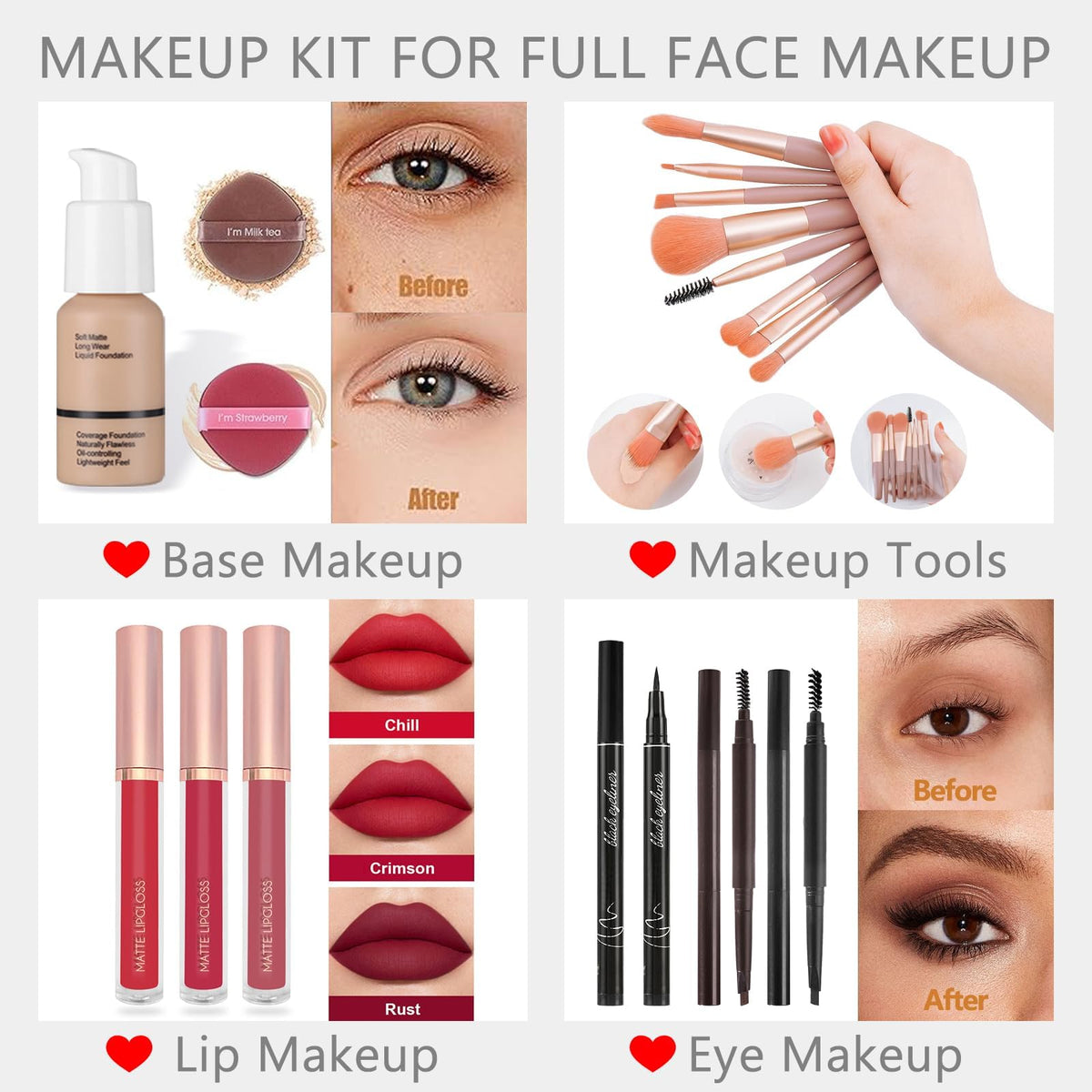 CHARMCODE layout of concealers, contour and highlighters for full-face