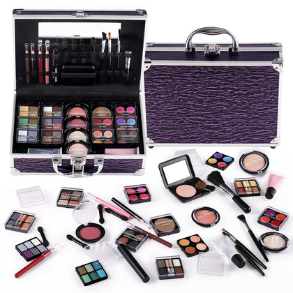 CHARMCODE purple train case front view shows portable storage benefit