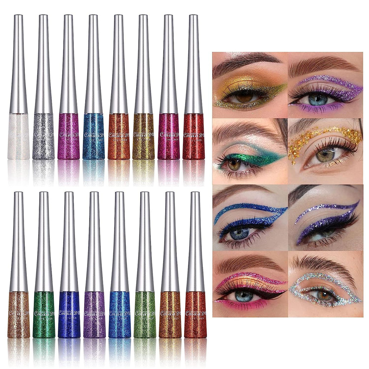 CHARMCODE front packaging showing all 16 eyeliner tubes and colors