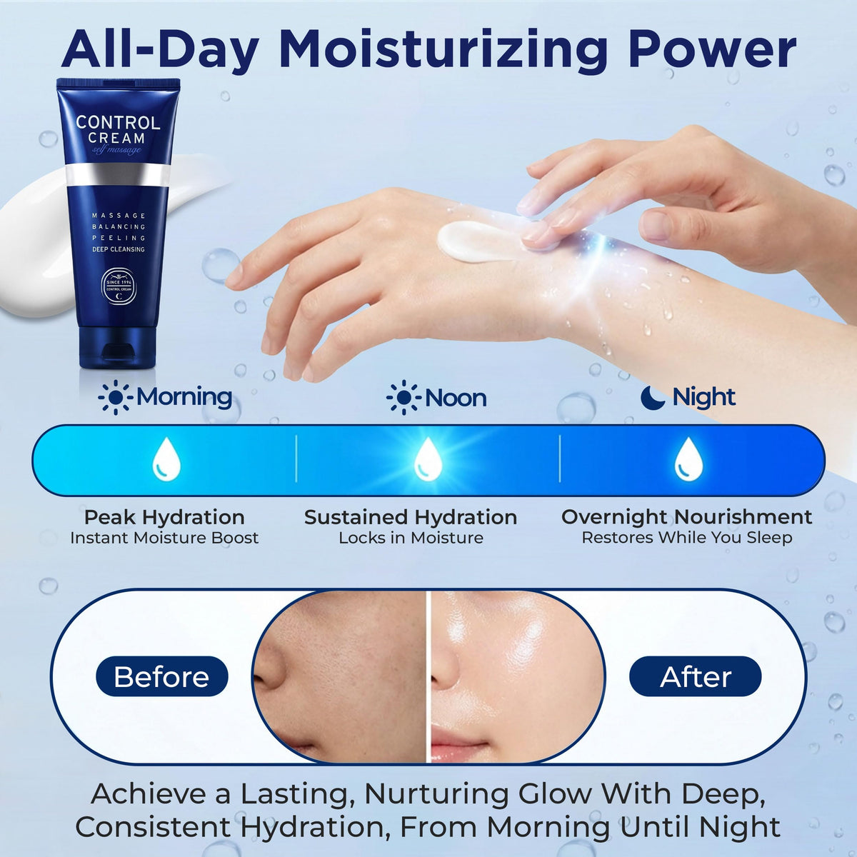 CHARMZONE body massage setting portraying spa-style relaxation and glowing skin benefit