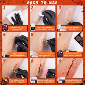 CHASPA close-up of layered latex wound showing realistic texture and camera-ready detail