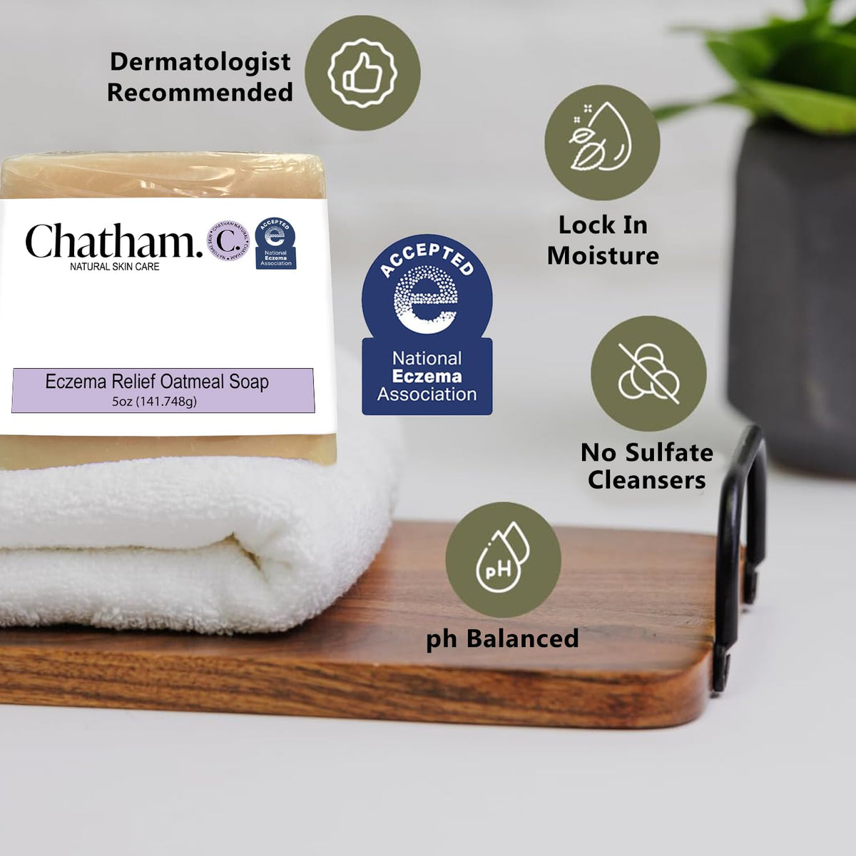 Olive, sunflower and coconut oils displayed with Chatham Natural Skin Care emphasizing hydration benefits