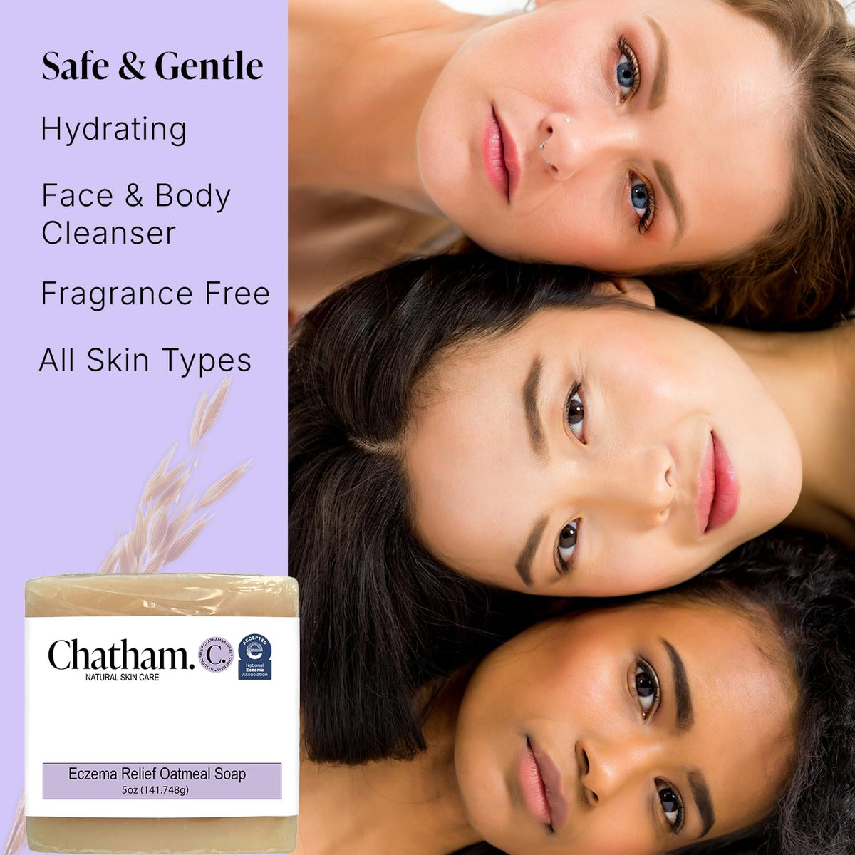 Printed label showing Chatham Natural Skin Care and National Eczema Association seal for trusted use