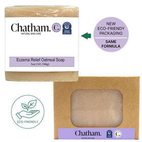 Close-up of Chatham Natural Skin Care oatmeal soap texture highlighting gentle exfoliating oats