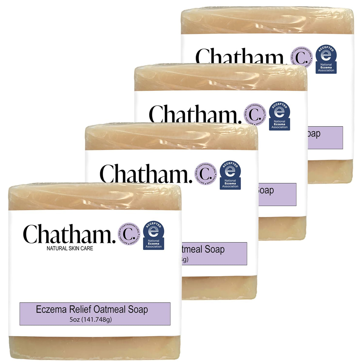 Chatham Natural Skin Care front packaging showing eczema relief benefits and fragrance-free claim