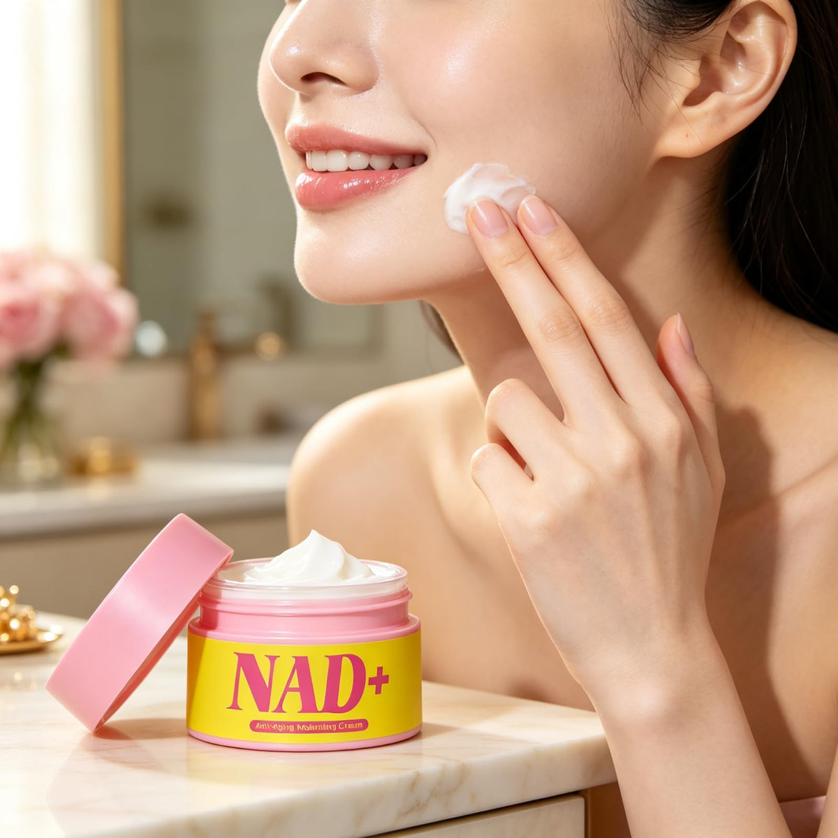 CHATVIVA lifestyle on bathroom counter showing daily routine convenience