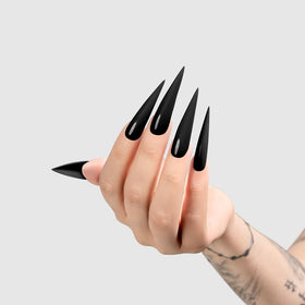 Chaun Legend brush stroke showing smooth black coverage for easy application benefit