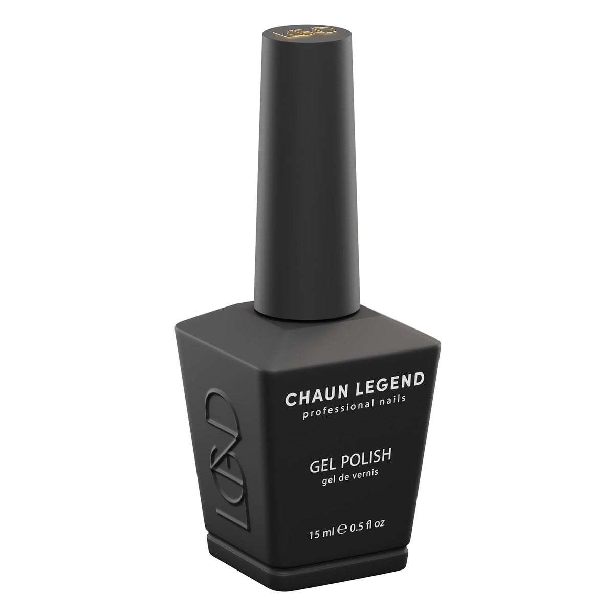 Chaun Legend bottle front view showing opaque black gel and professional packaging benefit