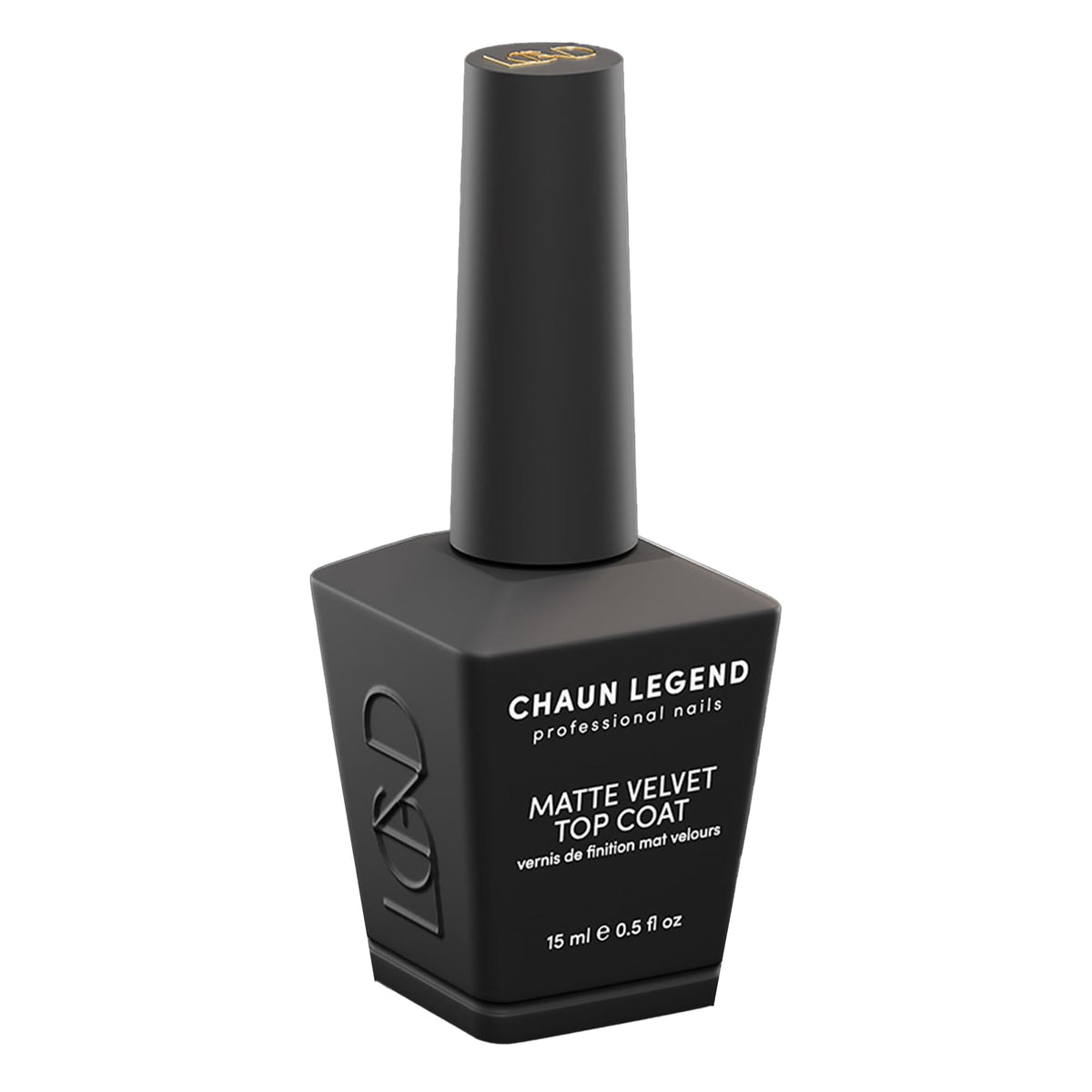 Chaun Legend front packaging of Velvet Matte Top Coat showing clean label and 15 ml bottle for professional finish