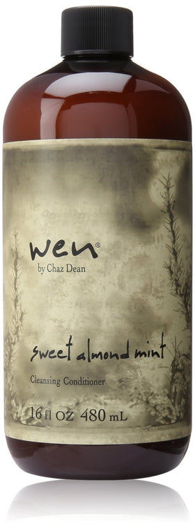 Chaz Dean WEN Sweet Almond Mint front bottle showing label and 16 oz size, highlights gentle cleanse