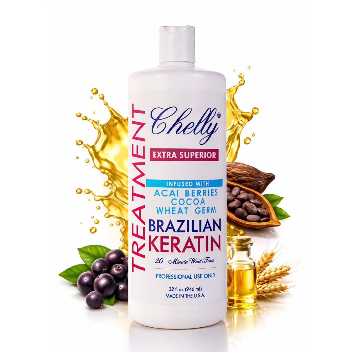 CHELLY front bottle view showing product branding and professional look