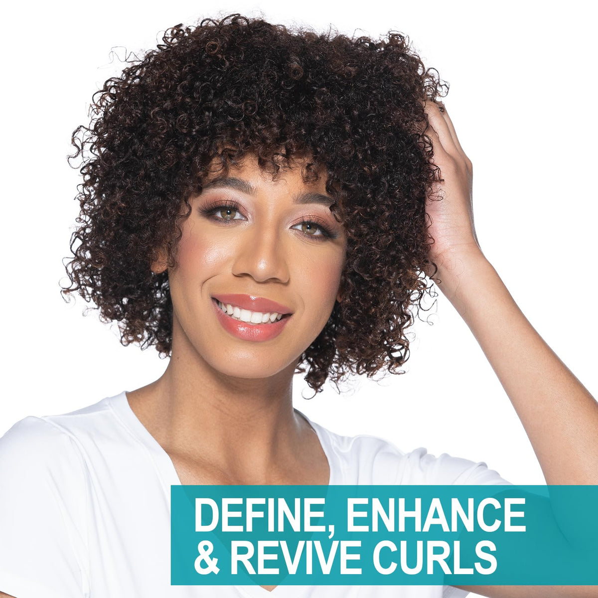 CHI styled curls dried with diffuser showing defined bouncy result