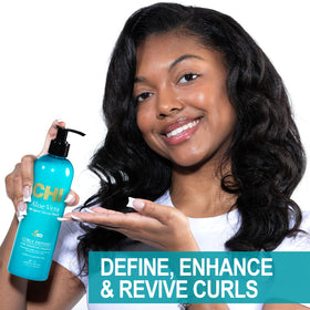 CHI shampoo on bathroom shelf with styling products for routines