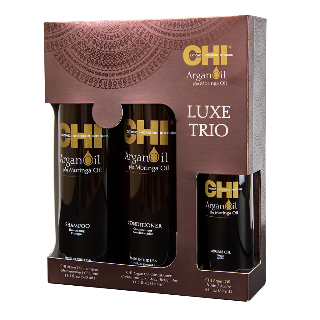 CHI moringa oil in use applied to hair ends delivering shine and frizz control
