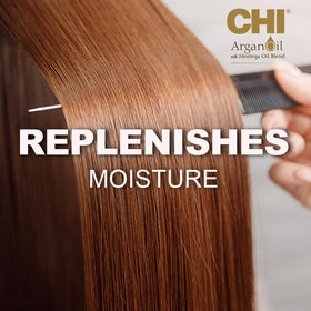 CHI conditioner staged on shelf in bathroom for daily routine
