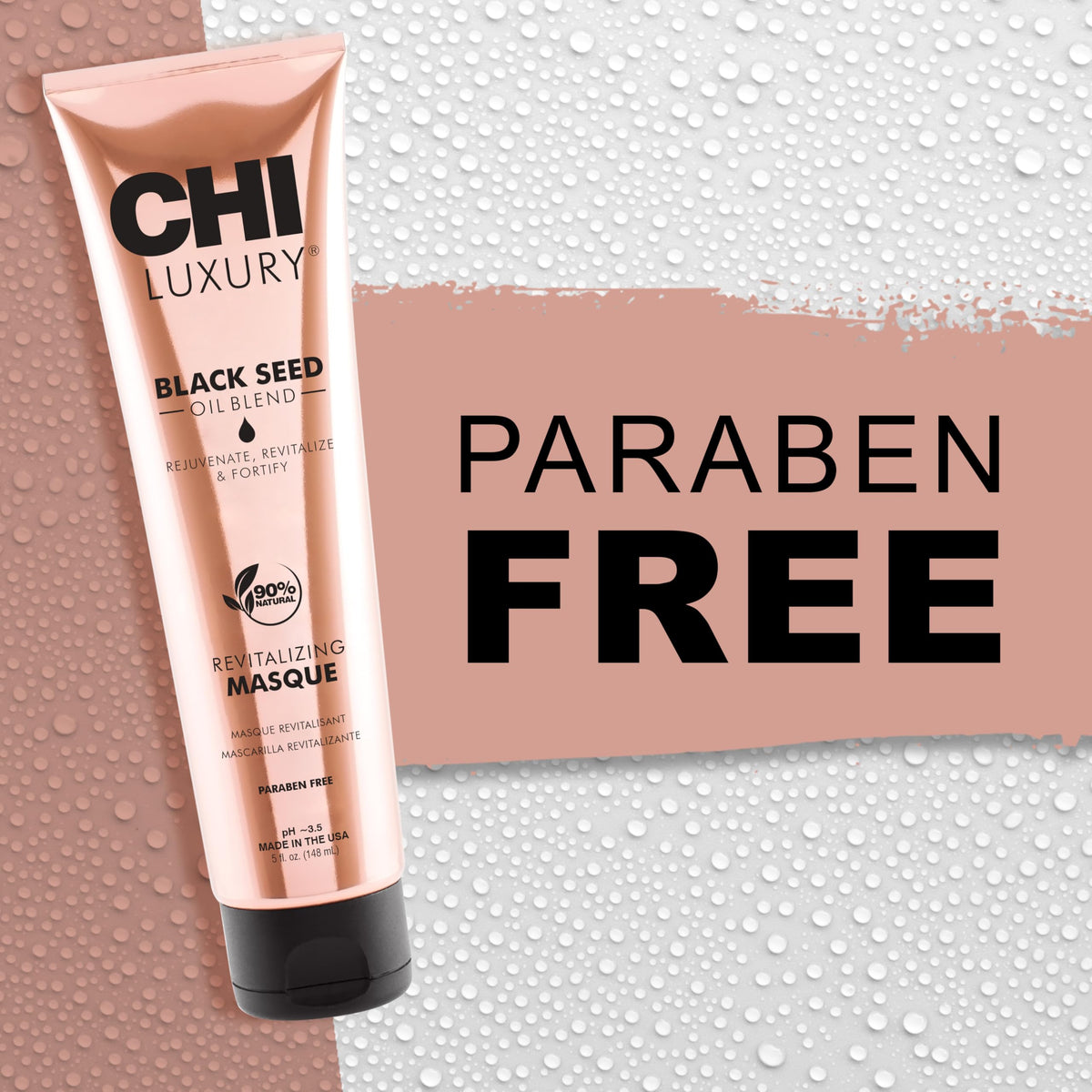 CHI masque used in shower scene highlighting at-home professional treatment