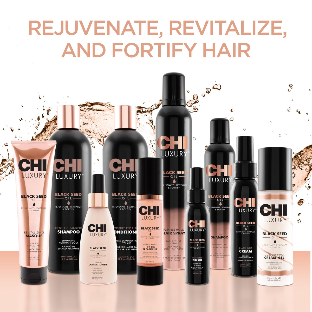 CHI finished styled hair showing glossy, manageable results after use