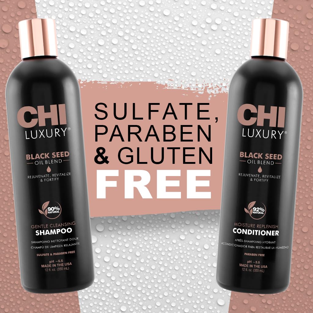CHI model hair after use showing smooth, shiny hair and frizz-control benefit