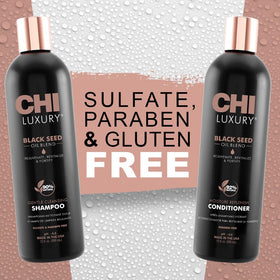 CHI model hair after use showing smooth, shiny hair and frizz-control benefit