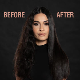 CHI applying oil to damp hair for smoother styling and frizz control benefit