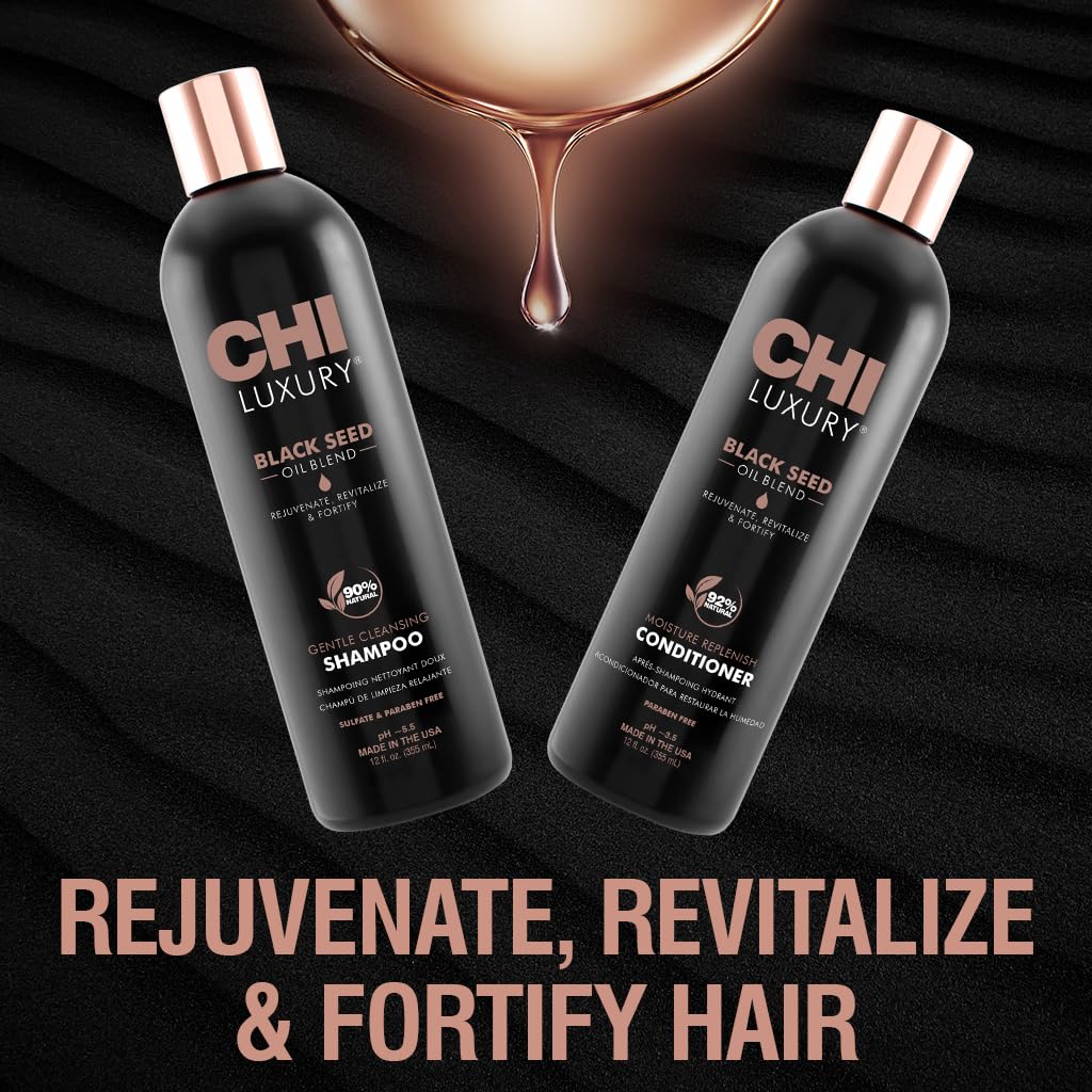 CHI bottles in hand for size comparison showing travel-friendly 12 fl oz benefit
