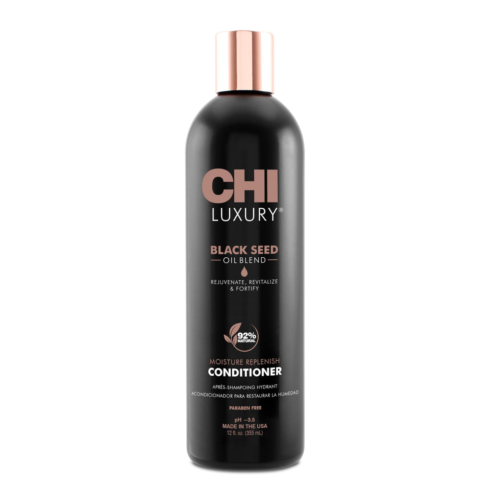 CHI front packaging showing 12 oz bottle, clear brand hydration benefit