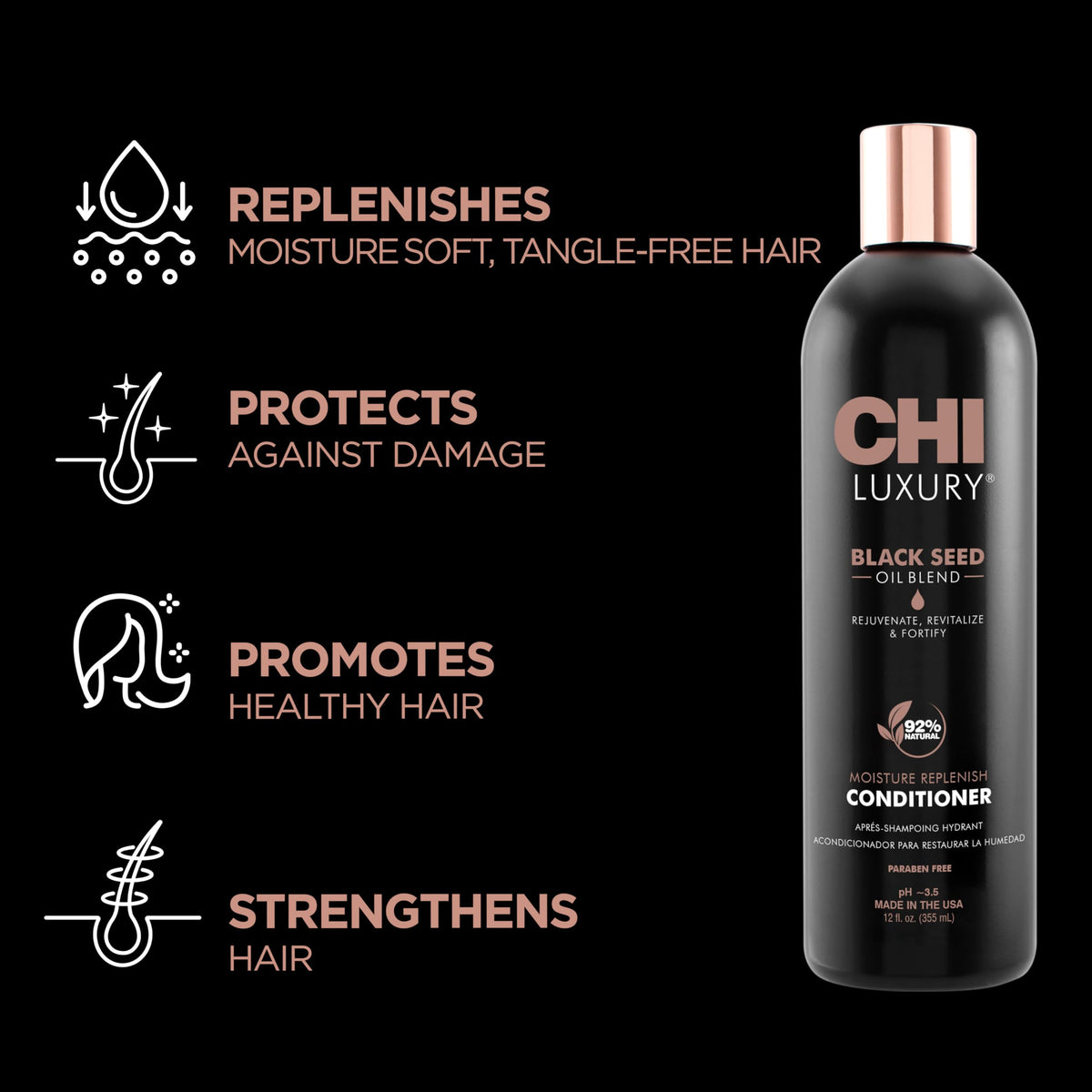 CHI applied to wet hair in shower, detangling and moisture benefit