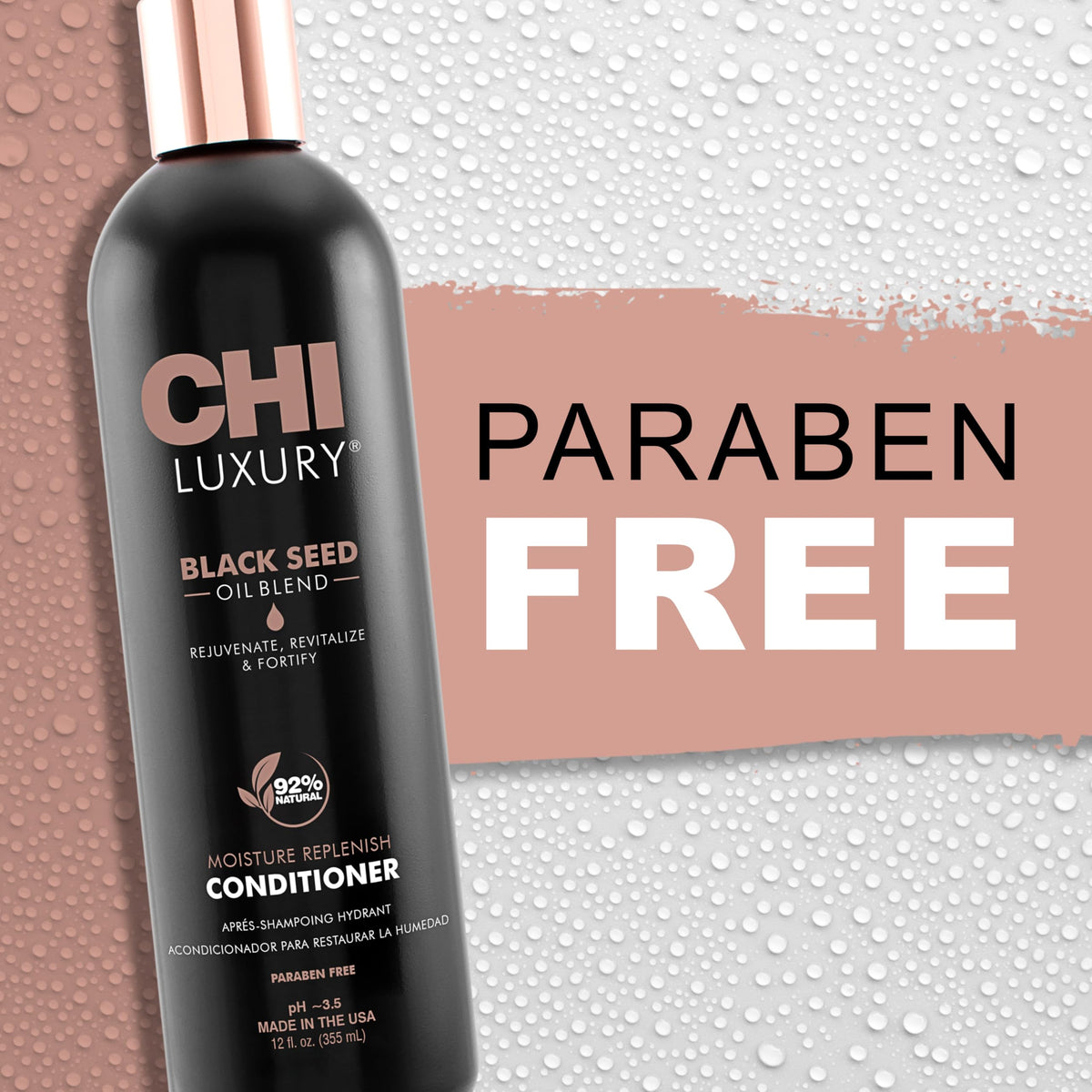 CHI on bathroom shelf in lifestyle scene, salon-quality home care