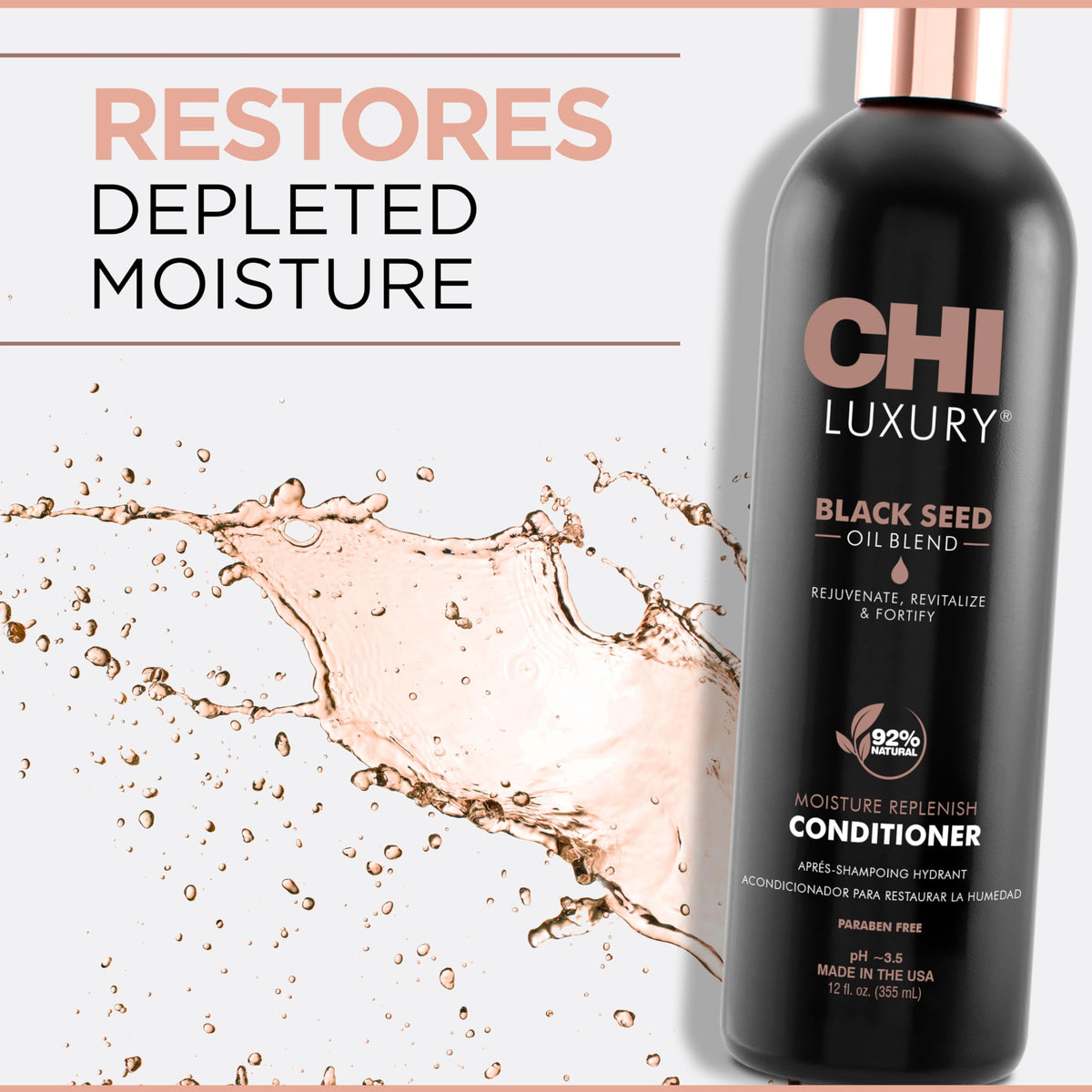 CHI pump and cap close-up, convenient dispensing for controlled use