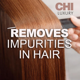 CHI bottle staged on bathroom vanity conveying luxury grooming benefit