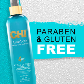 CHI bottle beside aloe plant in lifestyle shot showing natural hydration benefit