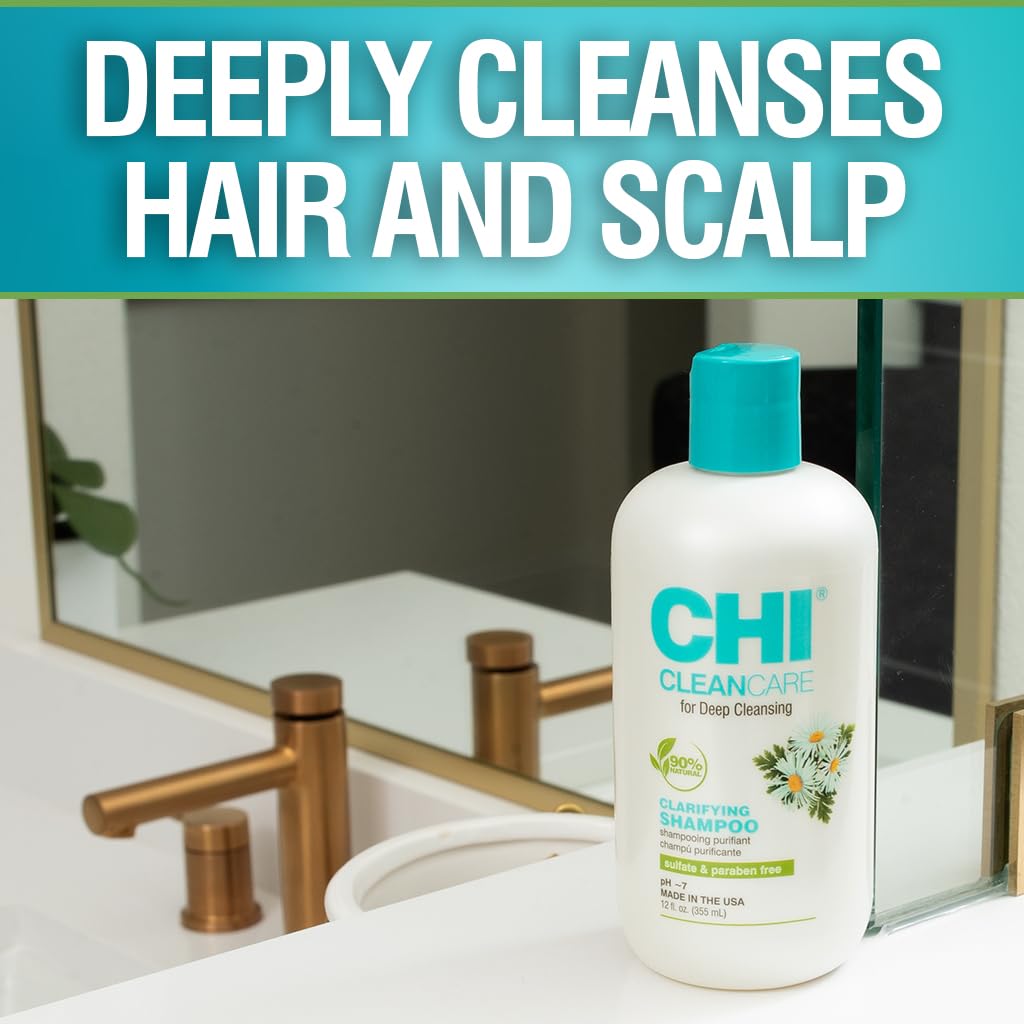 CHI shampoo poured texture demonstrating gentle lather and cleansing action