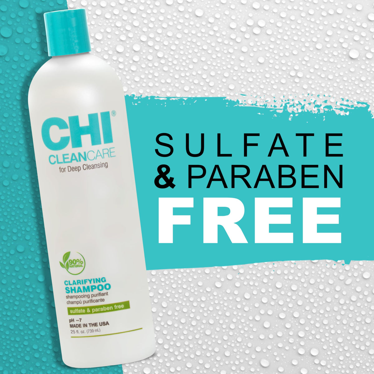 CHI CleanCare 25 oz bottle next to common items showing size value benefit