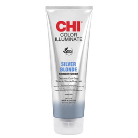 CHI front packaging of Silver Blonde conditioner showing product identity and easy use benefit