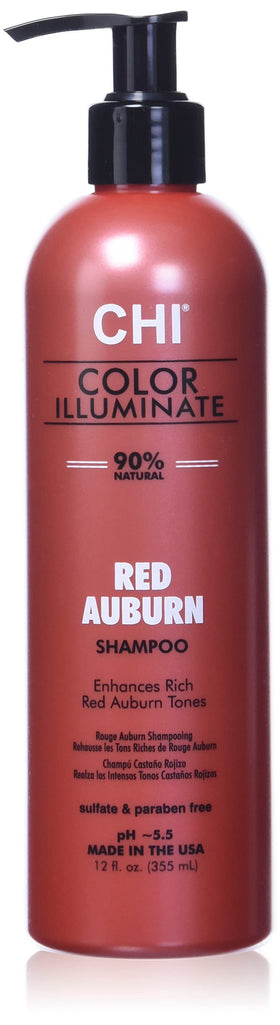 CHI bottle front label showing red auburn shade and benefits