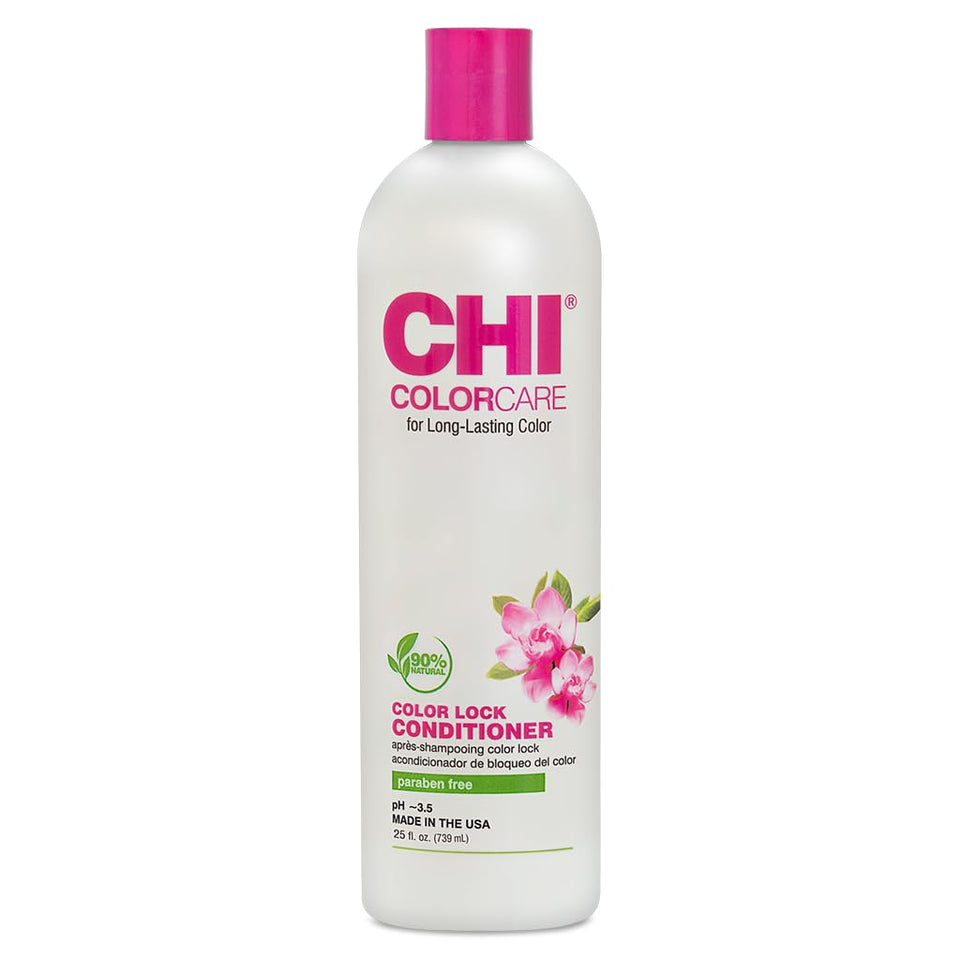 CHI bottle front view showing label and color-care benefit