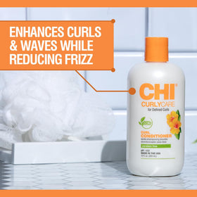 CHI CurlyCare pump dispense closeup illustrating easy application benefit