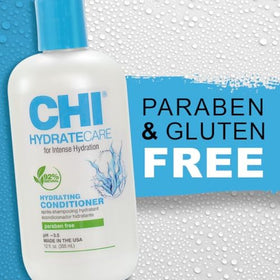CHI label close-up showing sulfate-free, paraben-free benefit