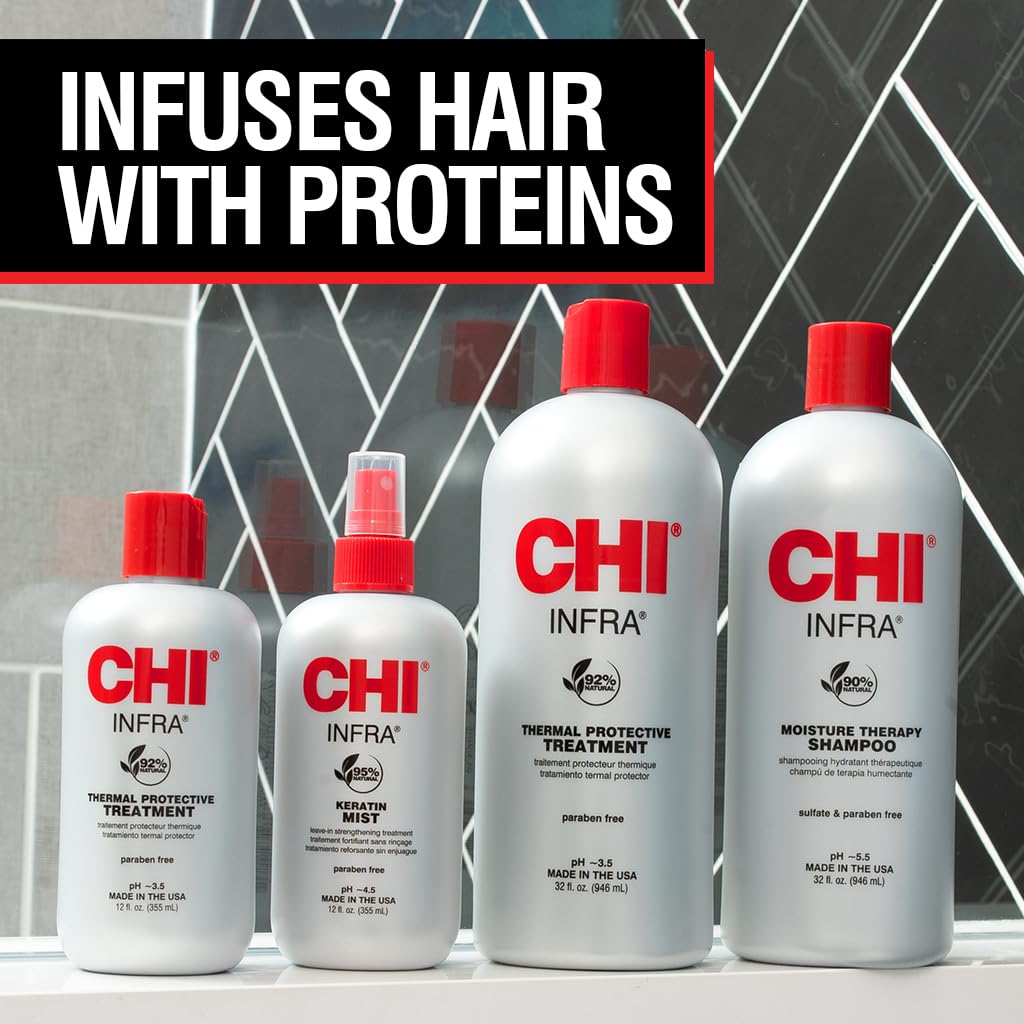 CHI infra before and after shine comparison illustrating improved gloss and manageability