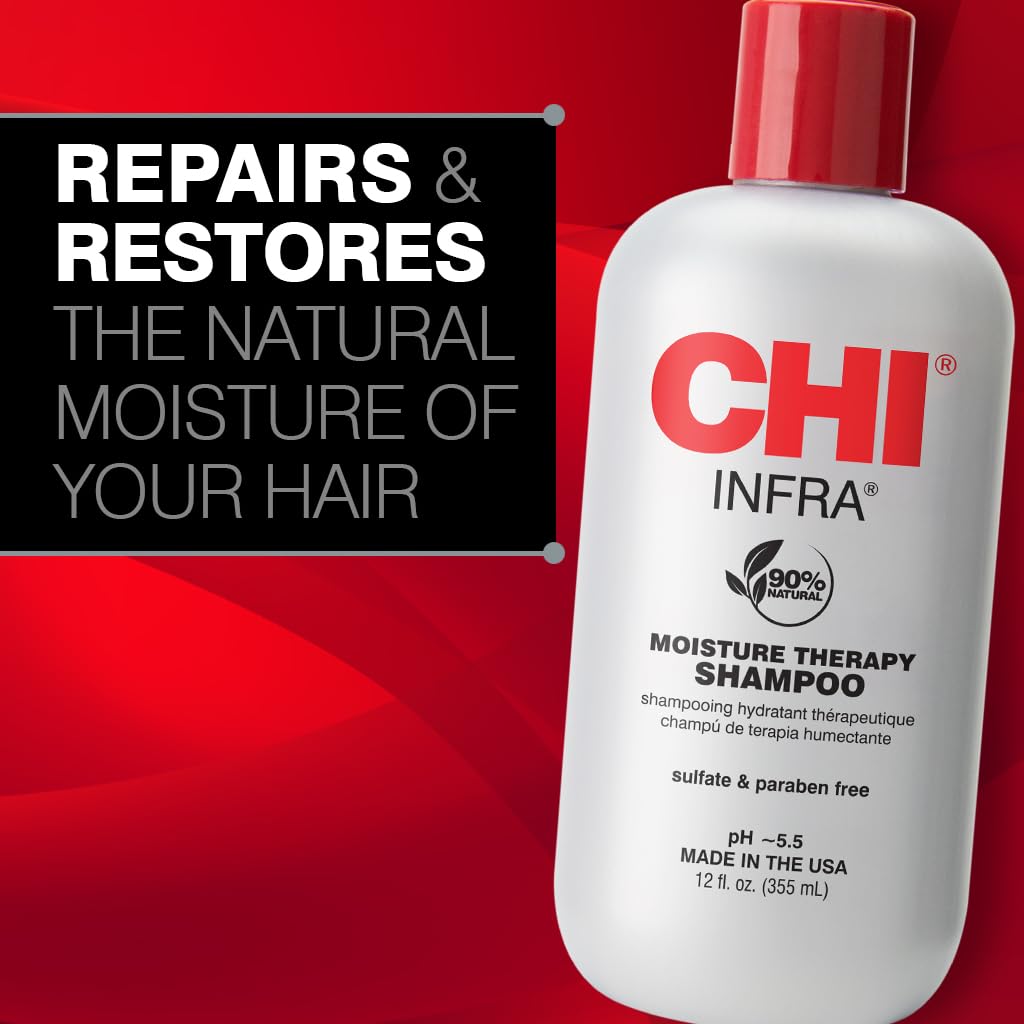 CHI Infra shampoo in shower use demonstrating gentle lather and scalp cleansing benefit