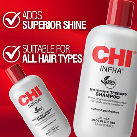 CHI Infra pump and cap detail highlighting convenient dispensing and travel readiness